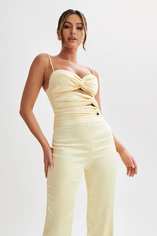 Women Meshki Bottoms Elina Twist Satin Jumpsuit 8211 Butter
