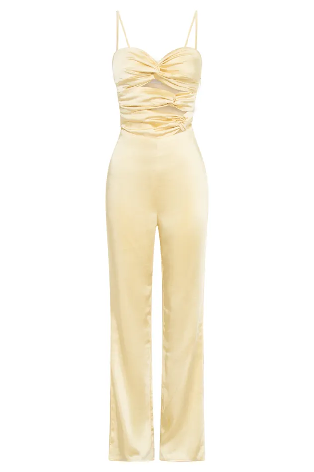 Women Meshki Bottoms Elina Twist Satin Jumpsuit 8211 Butter