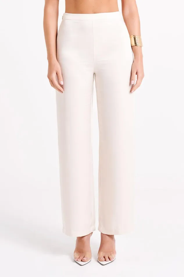 Women Meshki Bottoms Elisa Satin Straight Leg Pant 8211 Sand