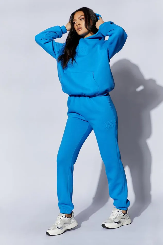 Women Meshki Bottoms Emery Embossed Fleeceback Joggers 8211 Blue Women Meshki Bottoms Emery Embossed Fleeceback Joggers 8211 Blue