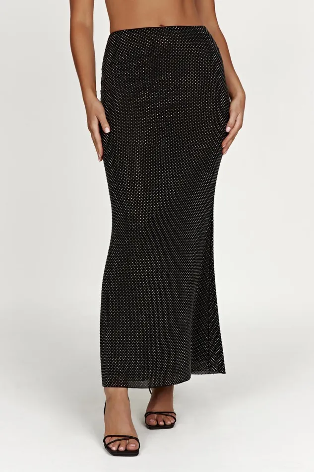 Women Meshki Bottoms Erika Diamante Maxi Skirt 8211 Black