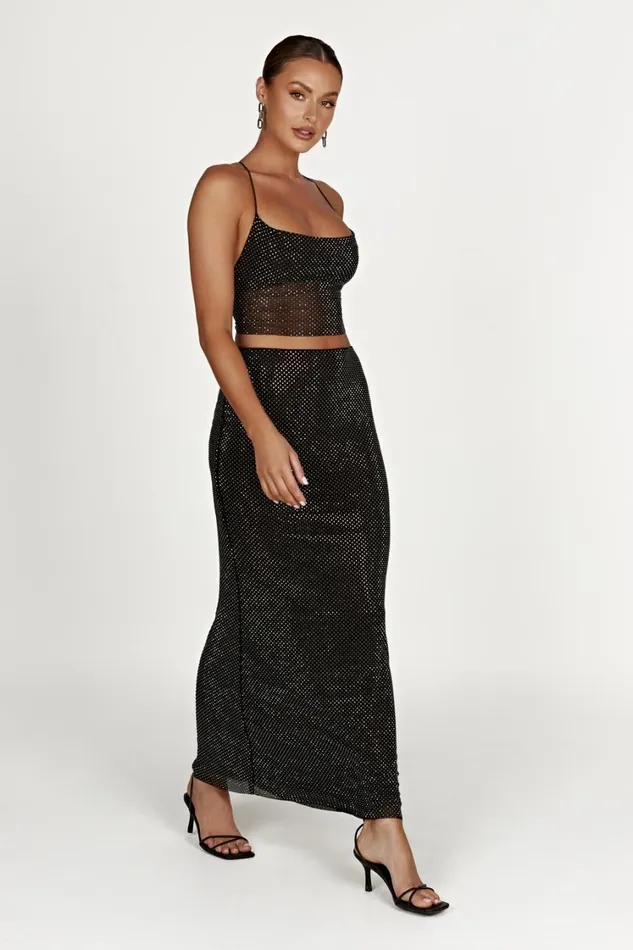Women Meshki Bottoms Erika Diamante Maxi Skirt 8211 Black