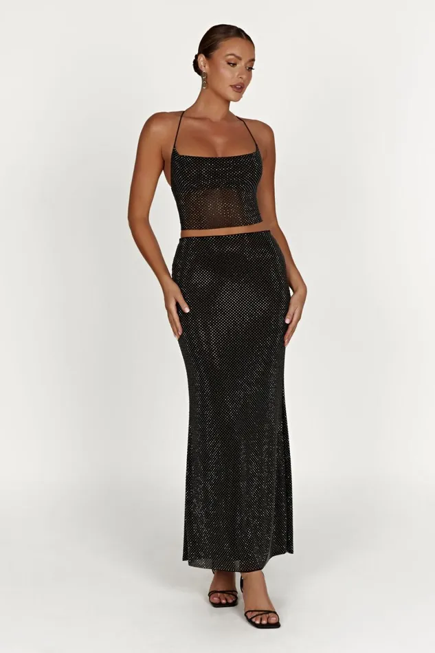 Women Meshki Bottoms Erika Diamante Maxi Skirt 8211 Black