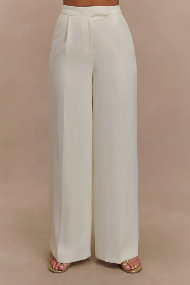 Women Meshki Bottoms Faith Suiting Wide Leg Pant 8211 Ivory
