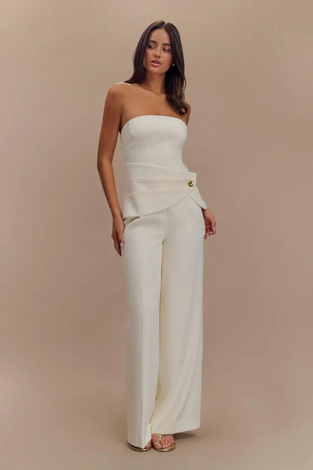 Women Meshki Bottoms Faith Suiting Wide Leg Pant 8211 Ivory