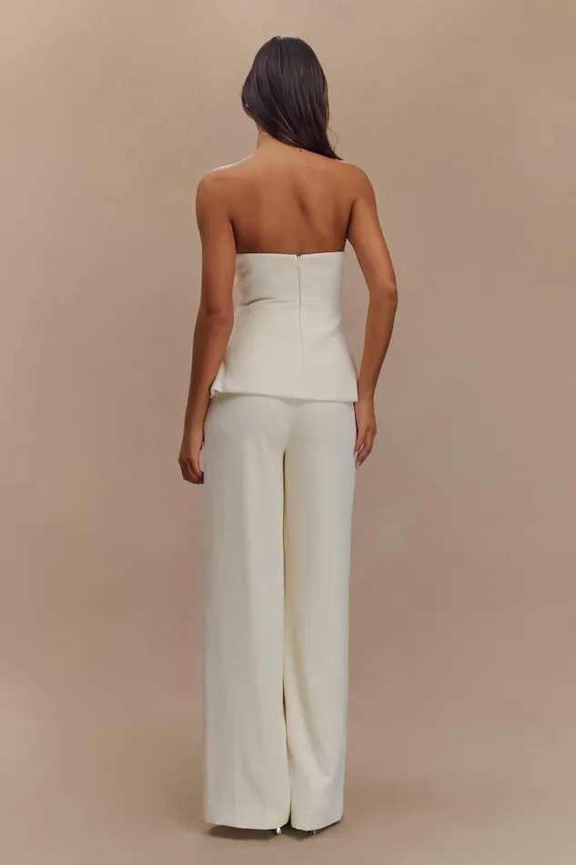 Women Meshki Bottoms Faith Suiting Wide Leg Pant 8211 Ivory
