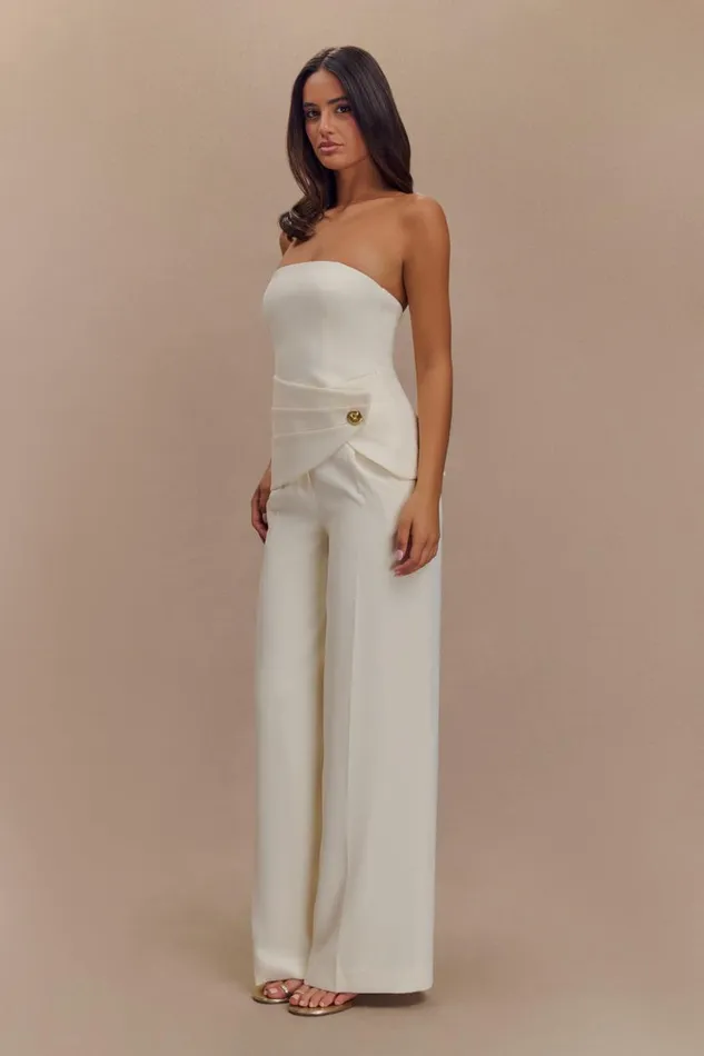 Women Meshki Bottoms Faith Suiting Wide Leg Pant 8211 Ivory