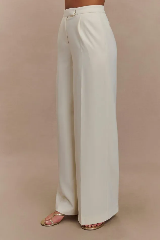 Women Meshki Bottoms Faith Suiting Wide Leg Pant 8211 Ivory