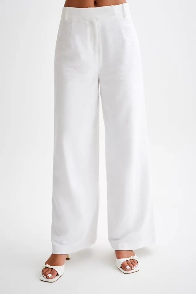Women Meshki Bottoms Franca Linen Wide Leg Pant 8211 White