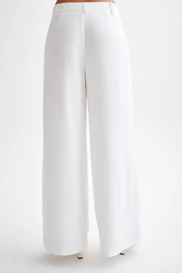 Women Meshki Bottoms Franca Linen Wide Leg Pant 8211 White