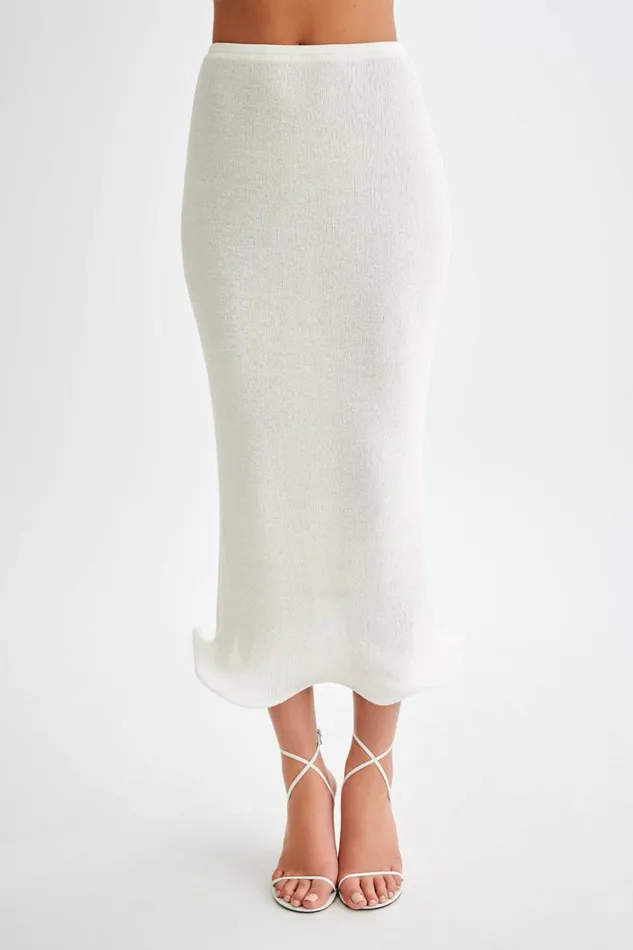 Women Meshki Bottoms Gigi Knit Midi Skirt 8211 Ivory