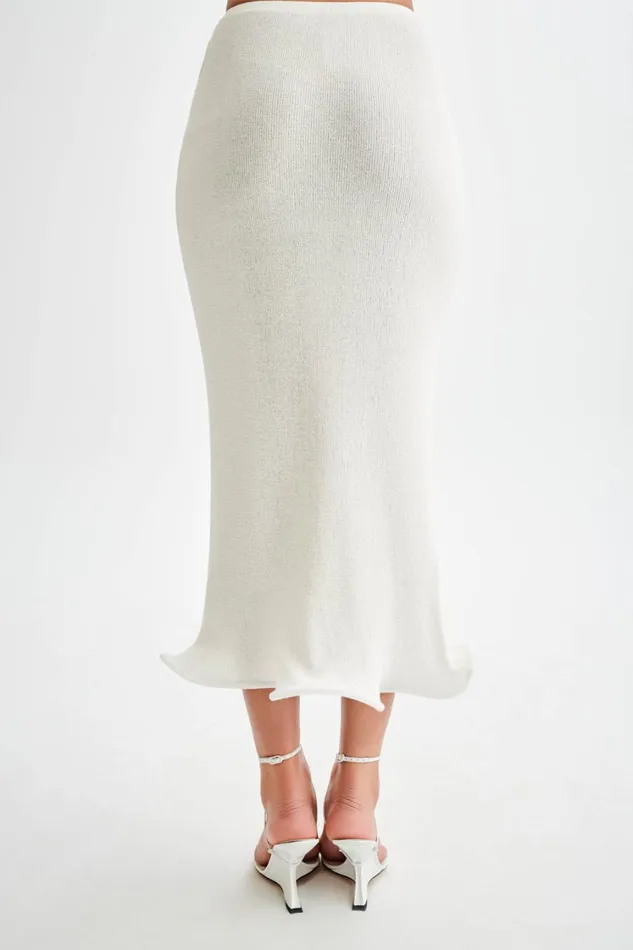 Women Meshki Bottoms Gigi Knit Midi Skirt 8211 Ivory