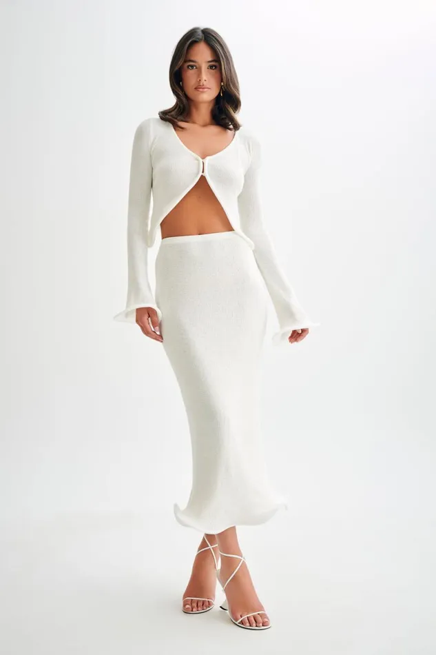 Women Meshki Bottoms Gigi Knit Midi Skirt 8211 Ivory