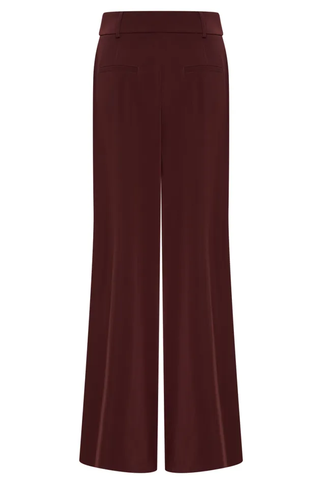 Women Meshki Bottoms Jacqueline Pleated Wide Leg Pants 8211 Mahogany