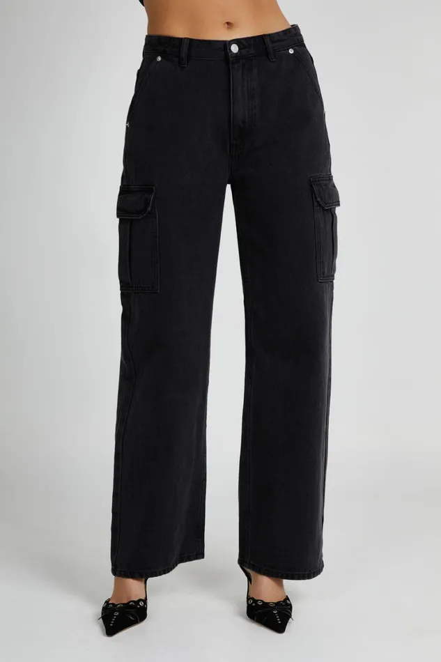 Women Meshki Bottoms Jagger Mid Rise Oversized Denim Jean 8211 Washed Black