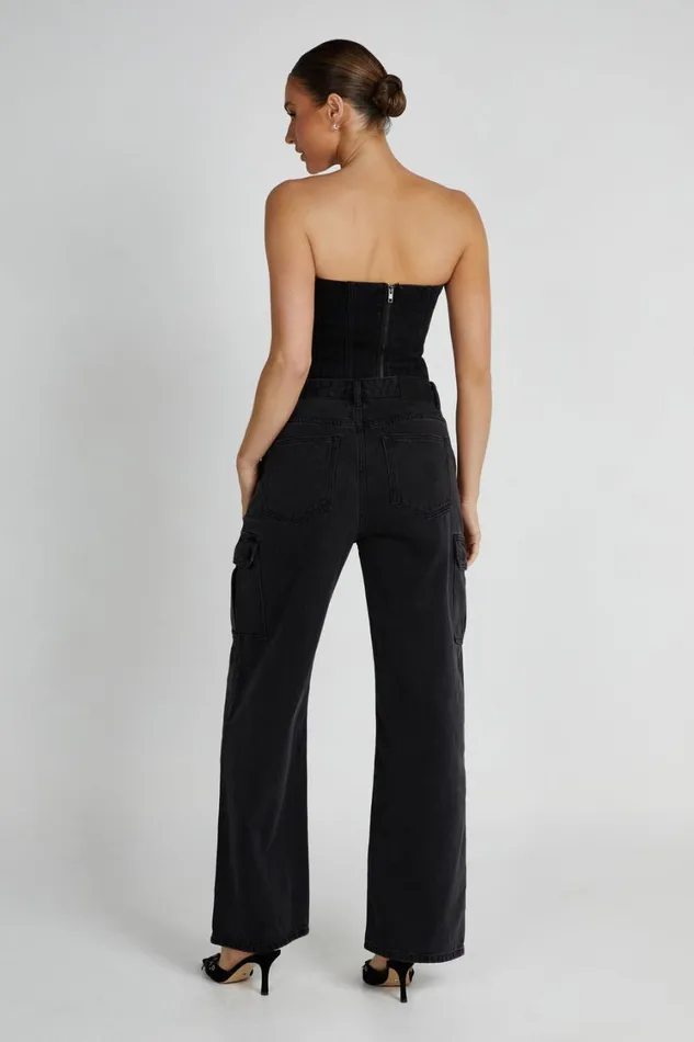 Women Meshki Bottoms Jagger Mid Rise Oversized Denim Jean 8211 Washed Black