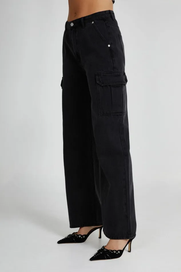 Women Meshki Bottoms Jagger Mid Rise Oversized Denim Jean 8211 Washed Black