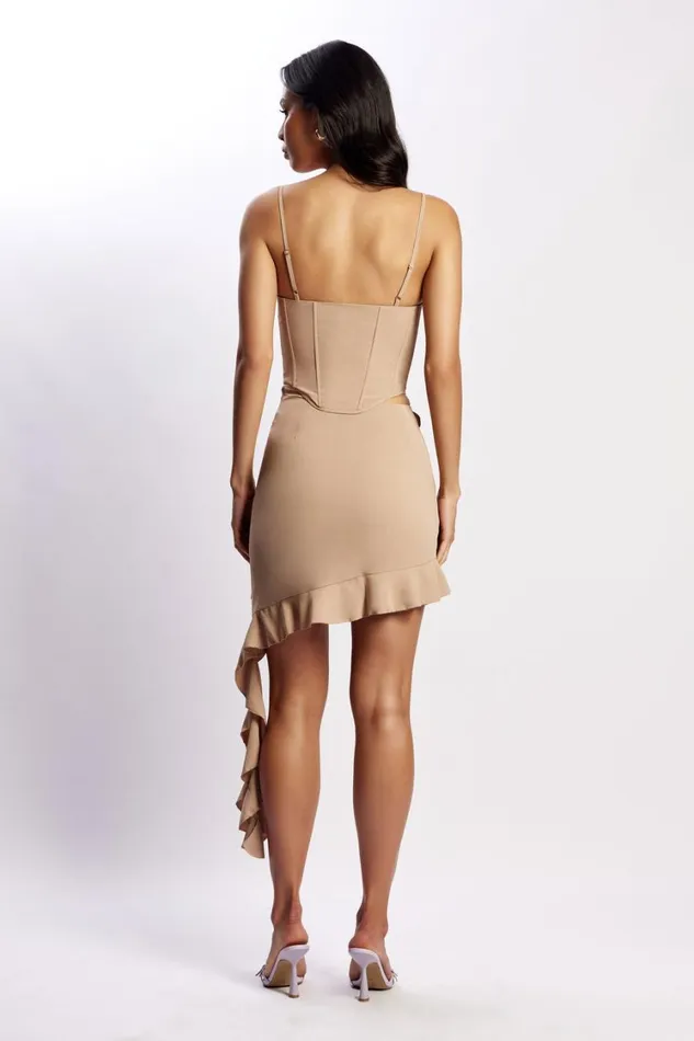 Women Meshki Bottoms Janice Asymmetric Skirt With Ruffles 8211 Taupe Women Meshki Bottoms Janice Asymmetric Skirt With Ruffles 8211 Taupe