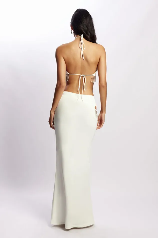 Women Meshki Bottoms Jayleen Maxi Skirt With Fringe 8211 White Women Meshki Bottoms Jayleen Maxi Skirt With Fringe 8211 White