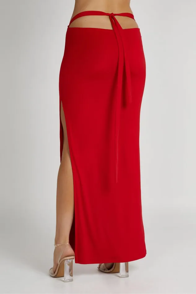 Women Meshki Bottoms Jeanine Cowl Back Maxi Skirt 8211 Red