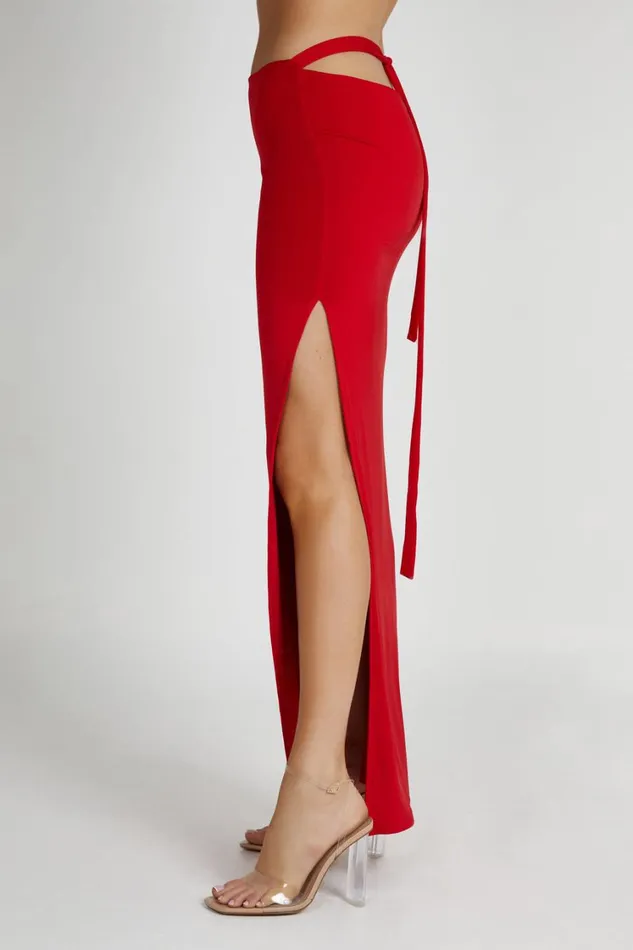 Women Meshki Bottoms Jeanine Cowl Back Maxi Skirt 8211 Red