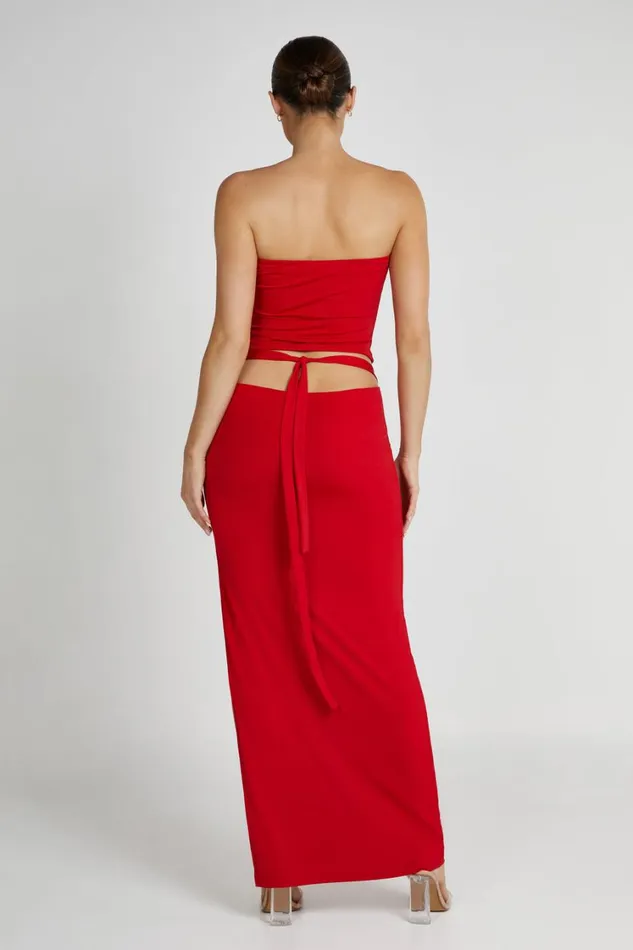 Women Meshki Bottoms Jeanine Cowl Back Maxi Skirt 8211 Red