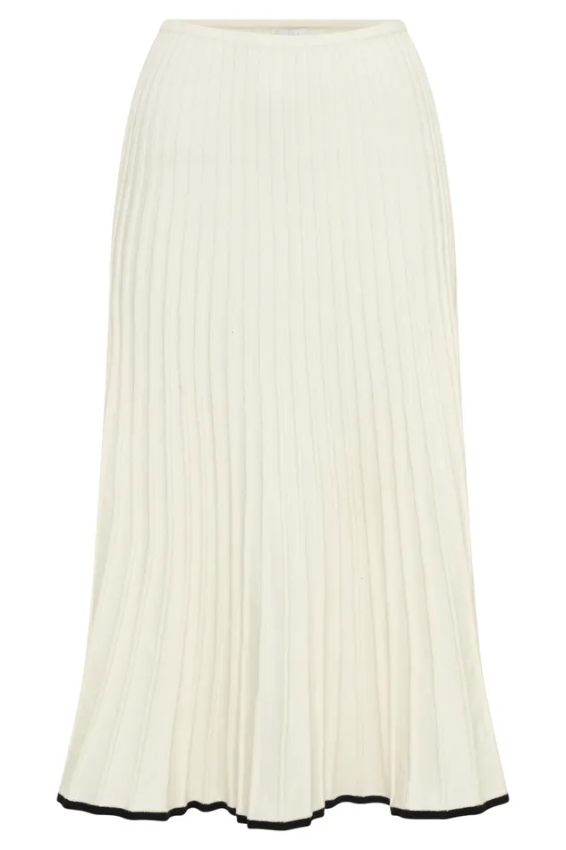 Women Meshki Bottoms Jolene Contrast Rib Knit Midi Skirt 8211 White