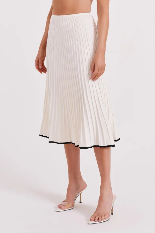Women Meshki Bottoms Jolene Contrast Rib Knit Midi Skirt 8211 White