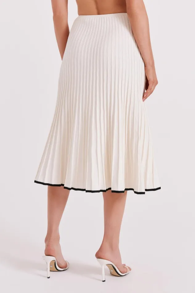 Women Meshki Bottoms Jolene Contrast Rib Knit Midi Skirt 8211 White
