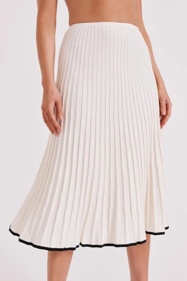 Women Meshki Bottoms Jolene Contrast Rib Knit Midi Skirt 8211 White