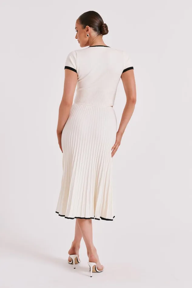 Women Meshki Bottoms Jolene Contrast Rib Knit Midi Skirt 8211 White