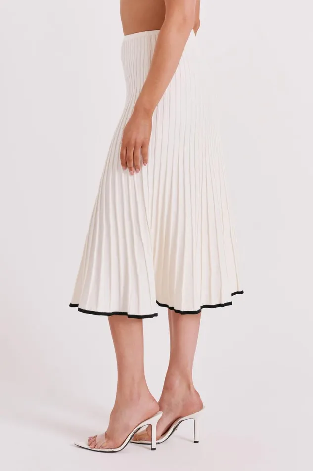Women Meshki Bottoms Jolene Contrast Rib Knit Midi Skirt 8211 White