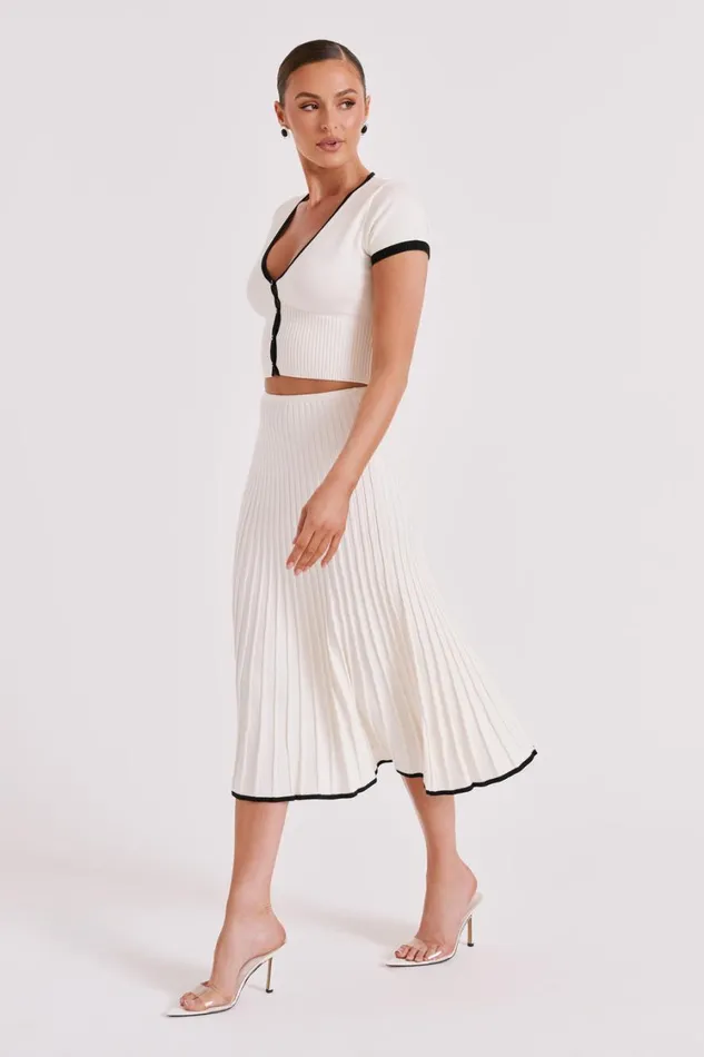 Women Meshki Bottoms Jolene Contrast Rib Knit Midi Skirt 8211 White