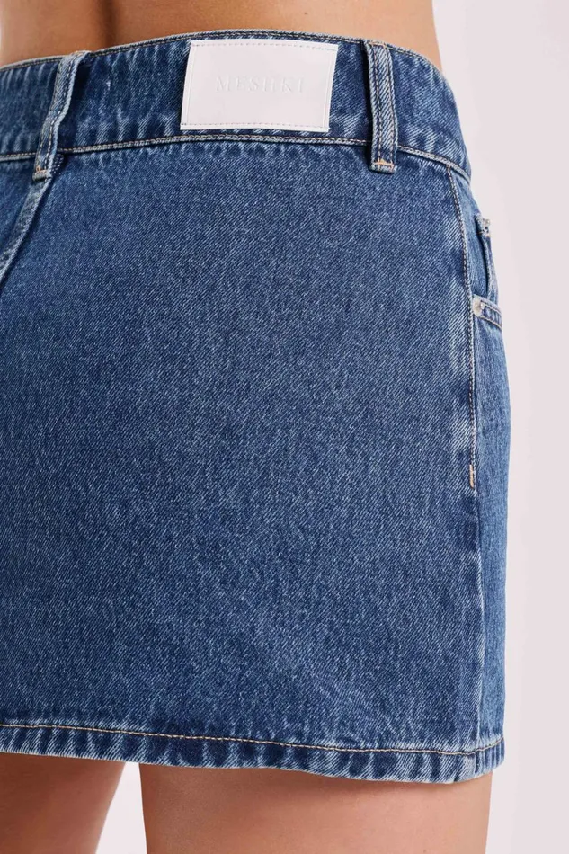 Women Meshki Bottoms Julienne Denim Mini Skirt 8211 Dark Blue