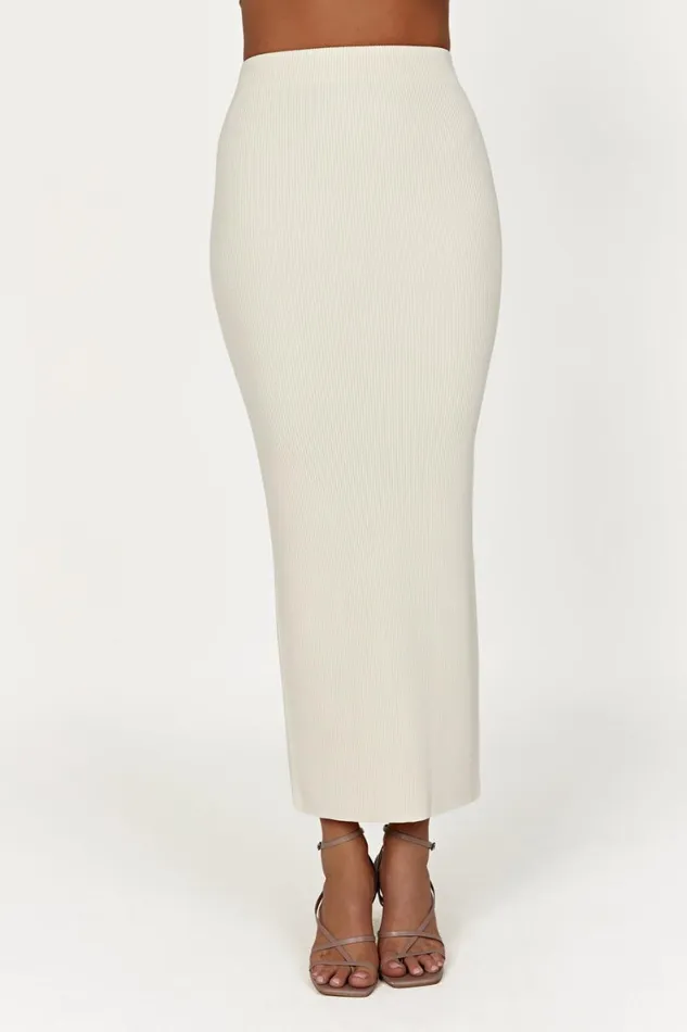 Women Meshki Bottoms Kaesha Split Maxi Knitted Skirt 8211 Bone