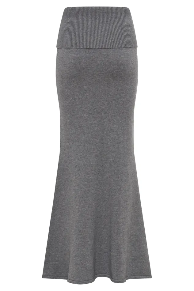 Women Meshki Bottoms Karlie Knit Maxi Skirt With Ribbed Waist 8211 Charcoal Marle