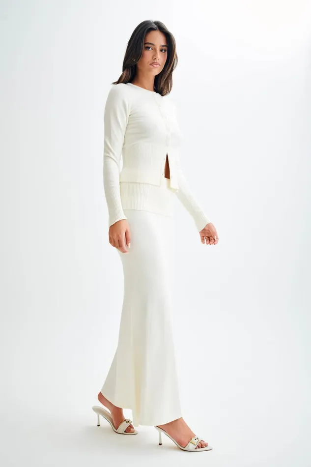 Women Meshki Bottoms Karlie Knit Maxi Skirt With Ribbed Waist 8211 Ivory