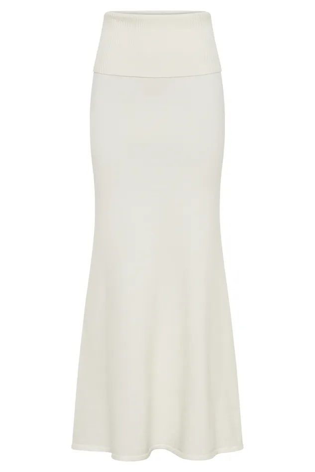 Women Meshki Bottoms Karlie Knit Maxi Skirt With Ribbed Waist 8211 Ivory