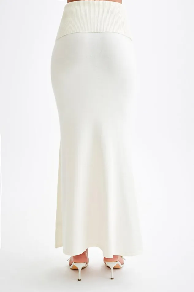 Women Meshki Bottoms Karlie Knit Maxi Skirt With Ribbed Waist 8211 Ivory