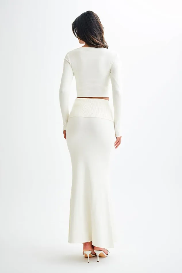 Women Meshki Bottoms Karlie Knit Maxi Skirt With Ribbed Waist 8211 Ivory