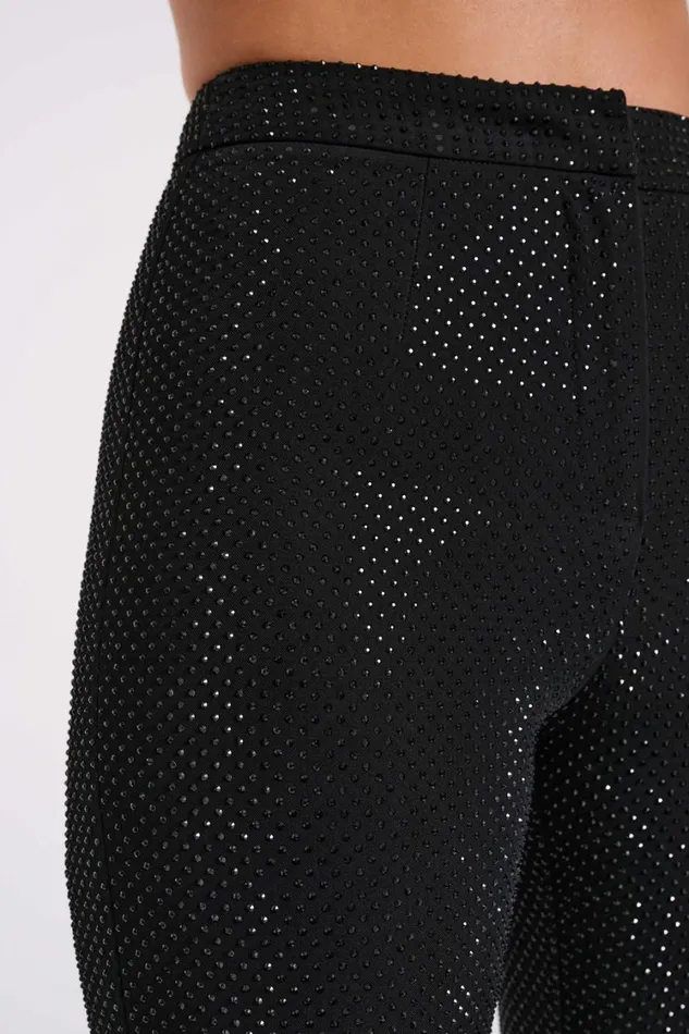 Women Meshki Bottoms Kaycee Straight Leg Diamante Pants 8211 Black