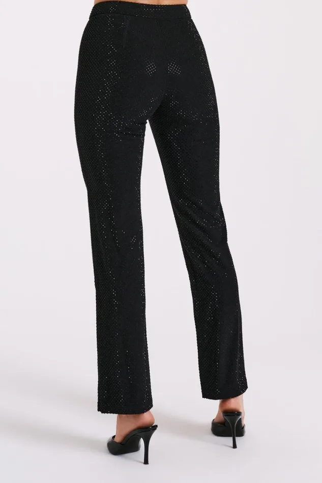 Women Meshki Bottoms Kaycee Straight Leg Diamante Pants 8211 Black