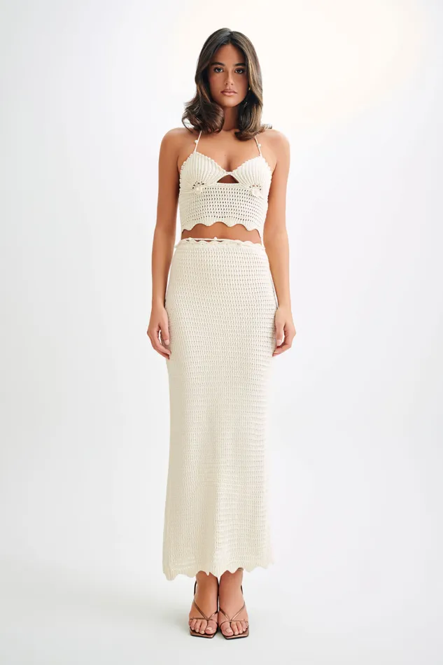 Women Meshki Bottoms Kira Knit Maxi Skirt 8211 Buttercream