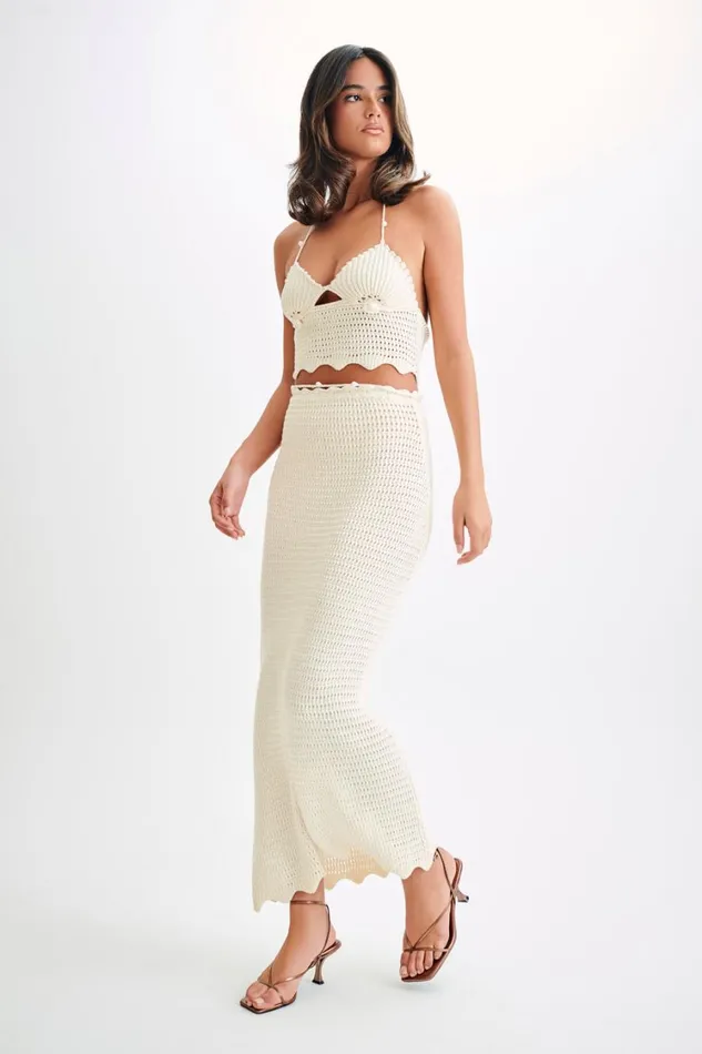 Women Meshki Bottoms Kira Knit Maxi Skirt 8211 Buttercream