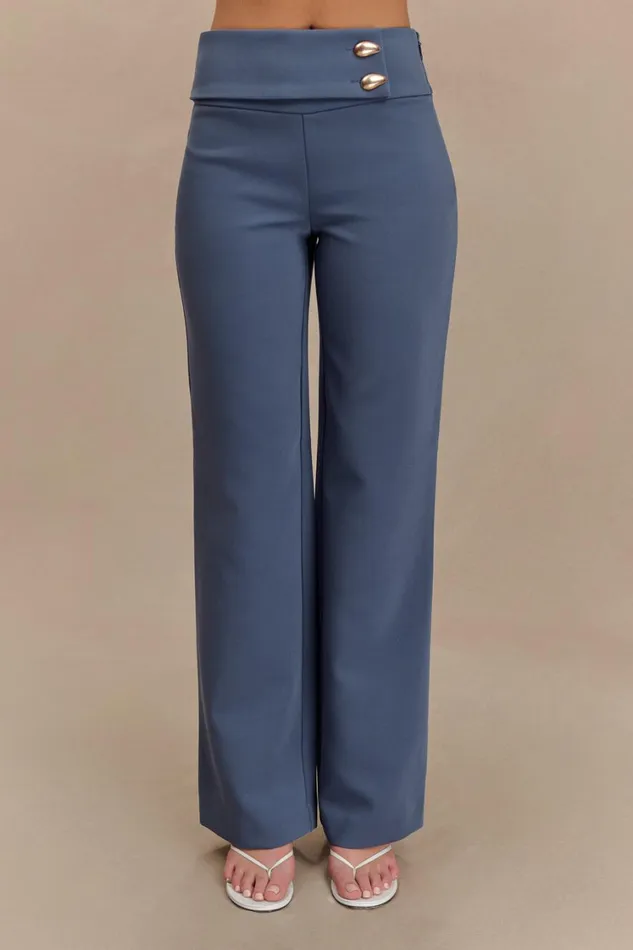 Women Meshki Bottoms Lindie Straight Leg Suiting Pants 8211 Steel
