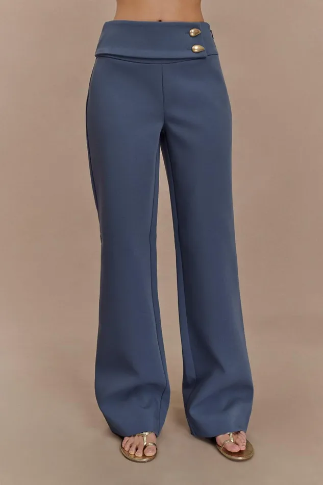 Women Meshki Bottoms Lindie Straight Leg Suiting Pants 8211 Steel