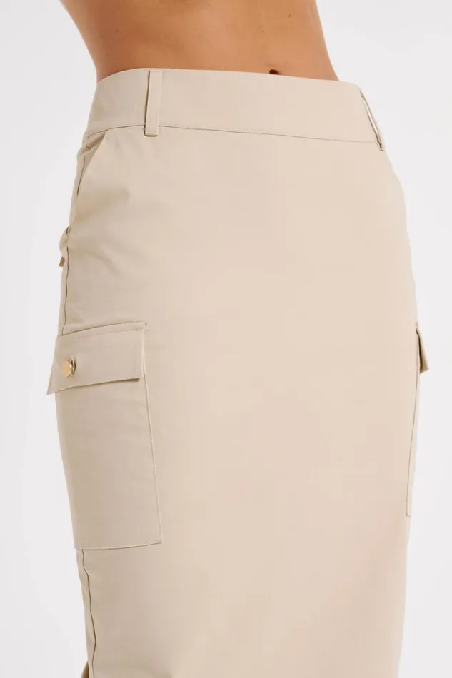 Women Meshki Bottoms Lorna Mid Rise Cargo Skirt 8211 Stone
