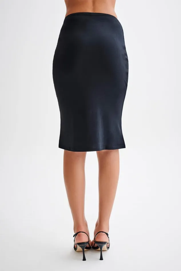 Women Meshki Bottoms Mara Slinky Knee Length Skirt 8211 Black