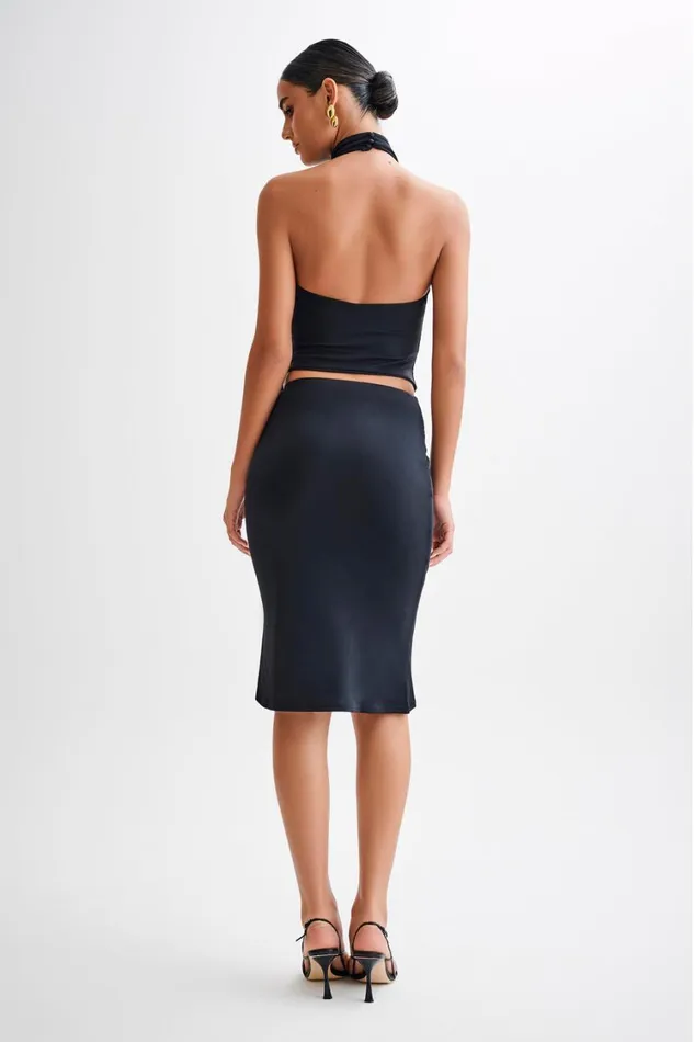 Women Meshki Bottoms Mara Slinky Knee Length Skirt 8211 Black