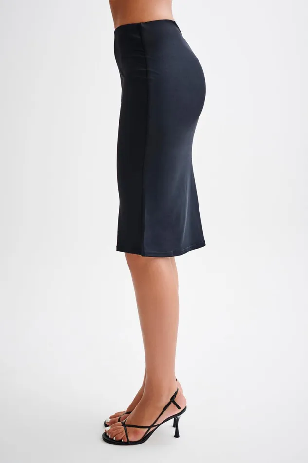 Women Meshki Bottoms Mara Slinky Knee Length Skirt 8211 Black